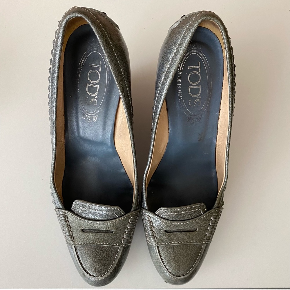 TOD’S Wedge Leather Shoes Size 37.5 E.U 7 US